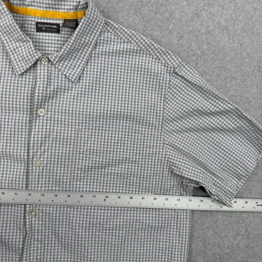 Vintage Levis Shirt Mens XL Gray Check Silvertab Y2K Button Up Short Sleeve - Picture 7 of 9